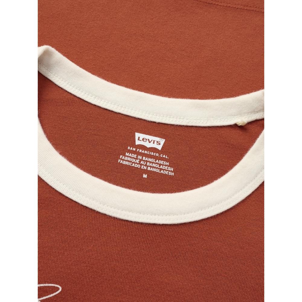 Levis Printed Logo Slim Fit Comfortable Ribbed Round Neck Short Sleeve T-Shirt Women T-Shirts Brown A3523-0131