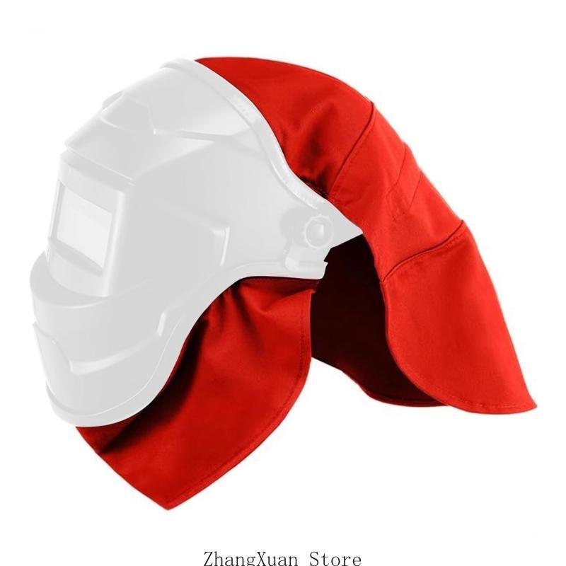 3XUF 2Pcs Welding Helmets Cover And Bib Set Heat Resistant Leather Fabric Protective Gear