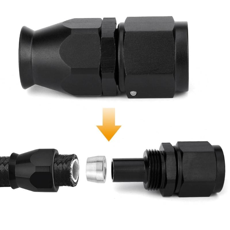Pack of 4 PTFE Fuel Hose End Joint Fitting Adapter Straight Aluminum Hose End Fitting Auto Accessory Quick Installation