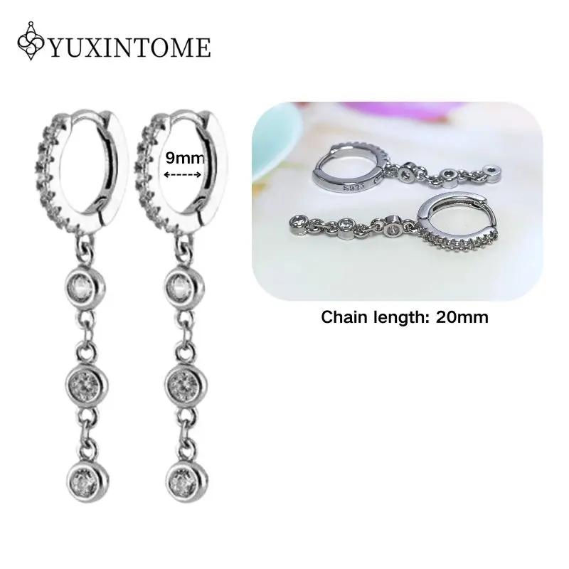 925 Silver Ear Needle Crystal White Zircon Silver Series Tassel Drop Earrings Luxury Fashion Party Jewelry Accessories