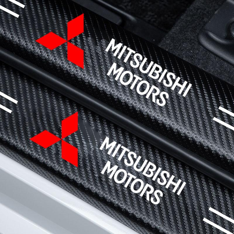New Car Door Plate Carbon Fiber Threshold Protector Sticker Decals For Mitsubishi Outlander ASX Cross Pajero EVO Lancer L200 EX ZL0