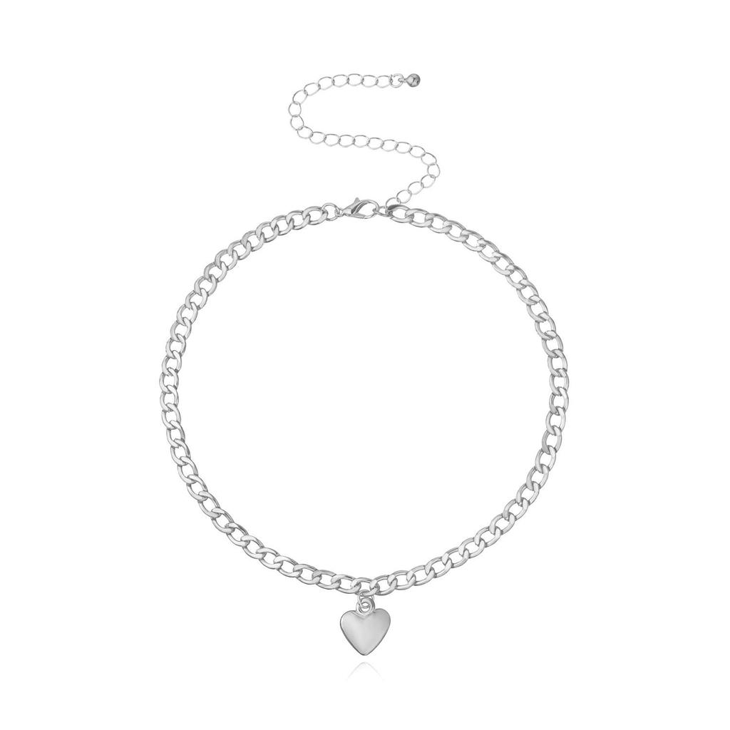 Europe, America, Simple Double-layer Stacked Back Chain Love Necklace Female, Harajuku Hip-hop Peach Heart Necklace