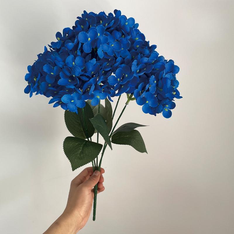 Simulation 5 Heads French Hydrangeas Branch Silk Fake Flowers Restaurant Decoration Champagne Hydrangea Artificial Flower