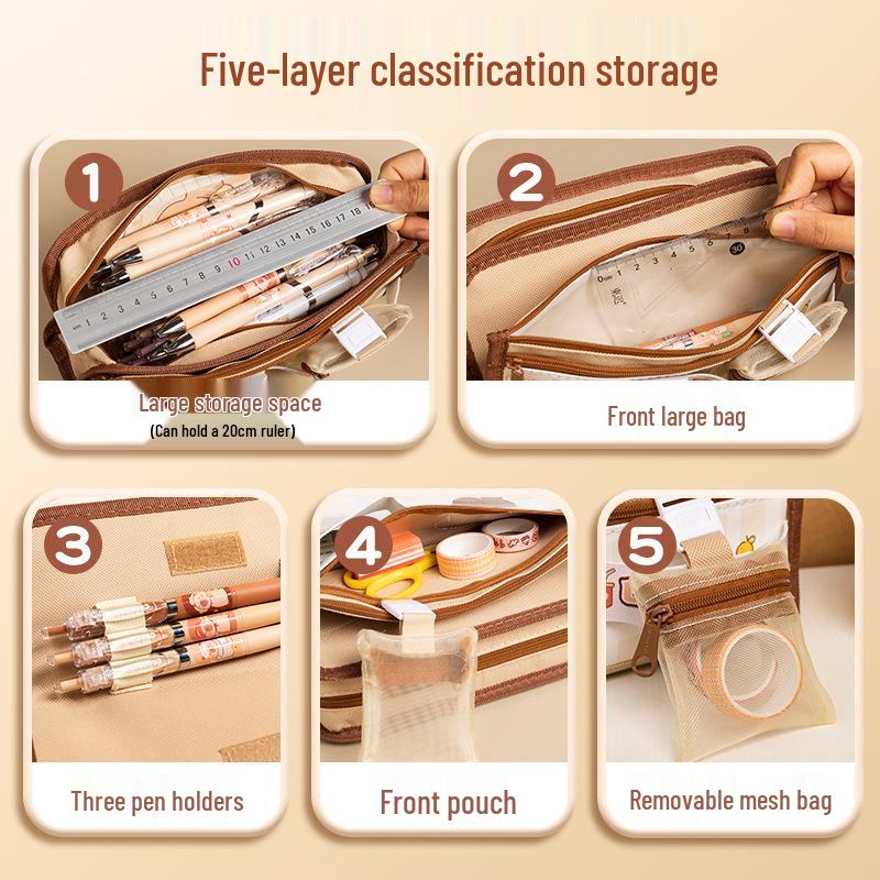 Capybara Large Capacity Korean Style Pencil Case for Middle School Girls – Simple & Stylish Stationery Box