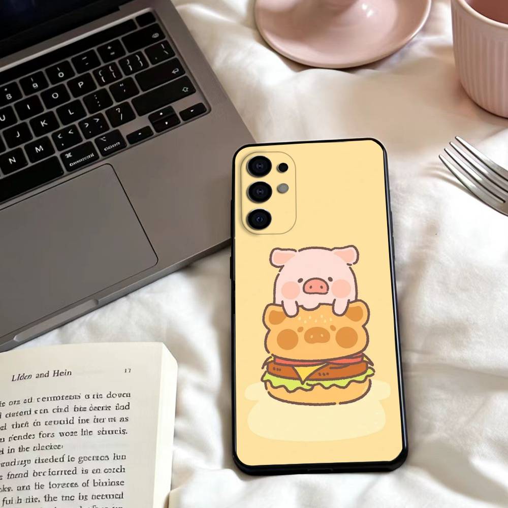 LuLu the piggy Phone Case For Samsung S25,24,23,22,30,21,10,9,Ultra,Plus,Lite,FE,4,5 G Soft Black Case