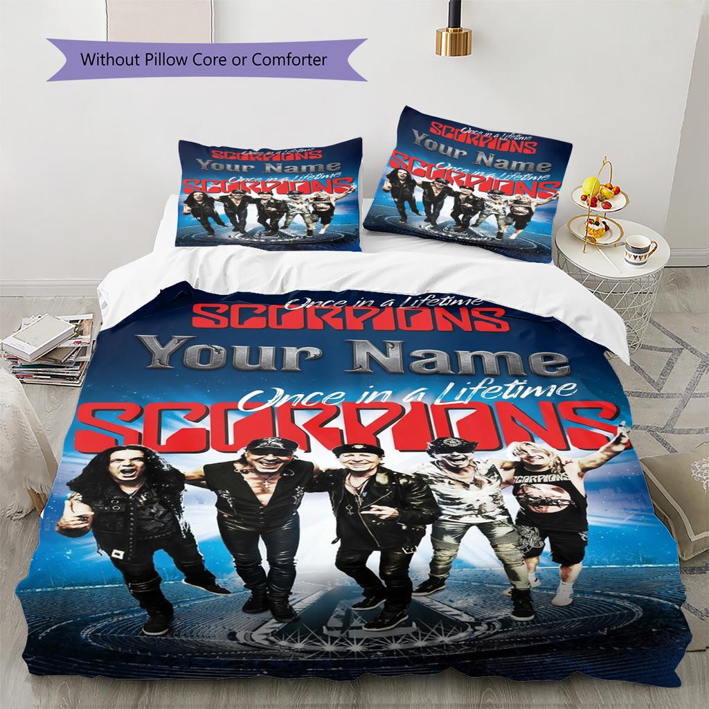 Name Custom Scorpions Pattern Bedding Set Quilt Cover Pillowcase Home Decor Gift (1 * Duvet Cover + 2 * Pillowcase, Without Core)
