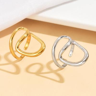 Women's Irregular Geometric Stainless Steel Adjustable Ring