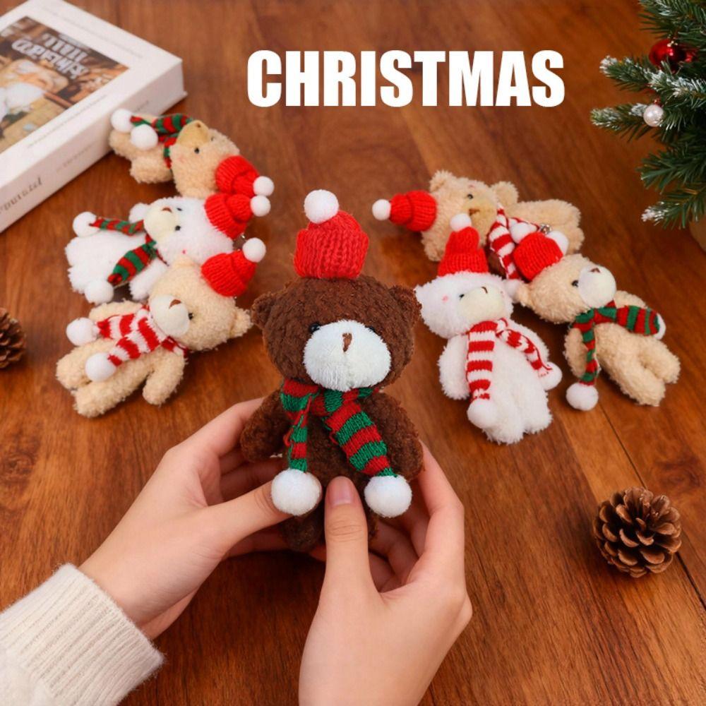 10Pcs With scarf Christmas Bear Plush Toy Cartoon Animal Bear Plush Dolls Holiday Gift