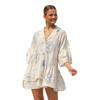 Women's Comfortable Simple Flared Sleeve National Wind Loose Shirt Short Dress