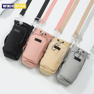 1PC Portable Water Bottle Bag With Phone Pocket Thermal Vacuum Mug Cup Sleeve Cup Insulated Protective Cover Strap Holder Pouch