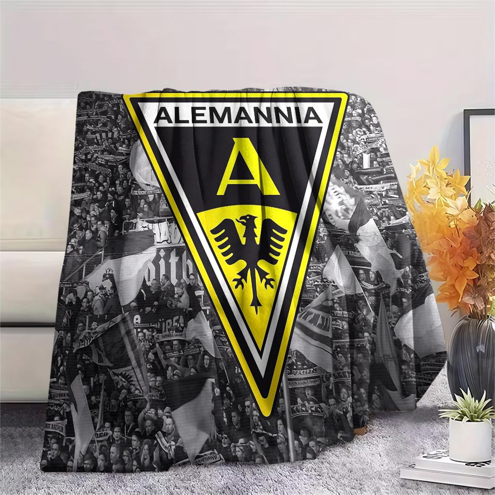 Alemannia Aachen Pattern Flannel Blanket, High Quality Comfortable for All Seasons, Home Decor, Warmth and Comfort, Perfect for Gifts.