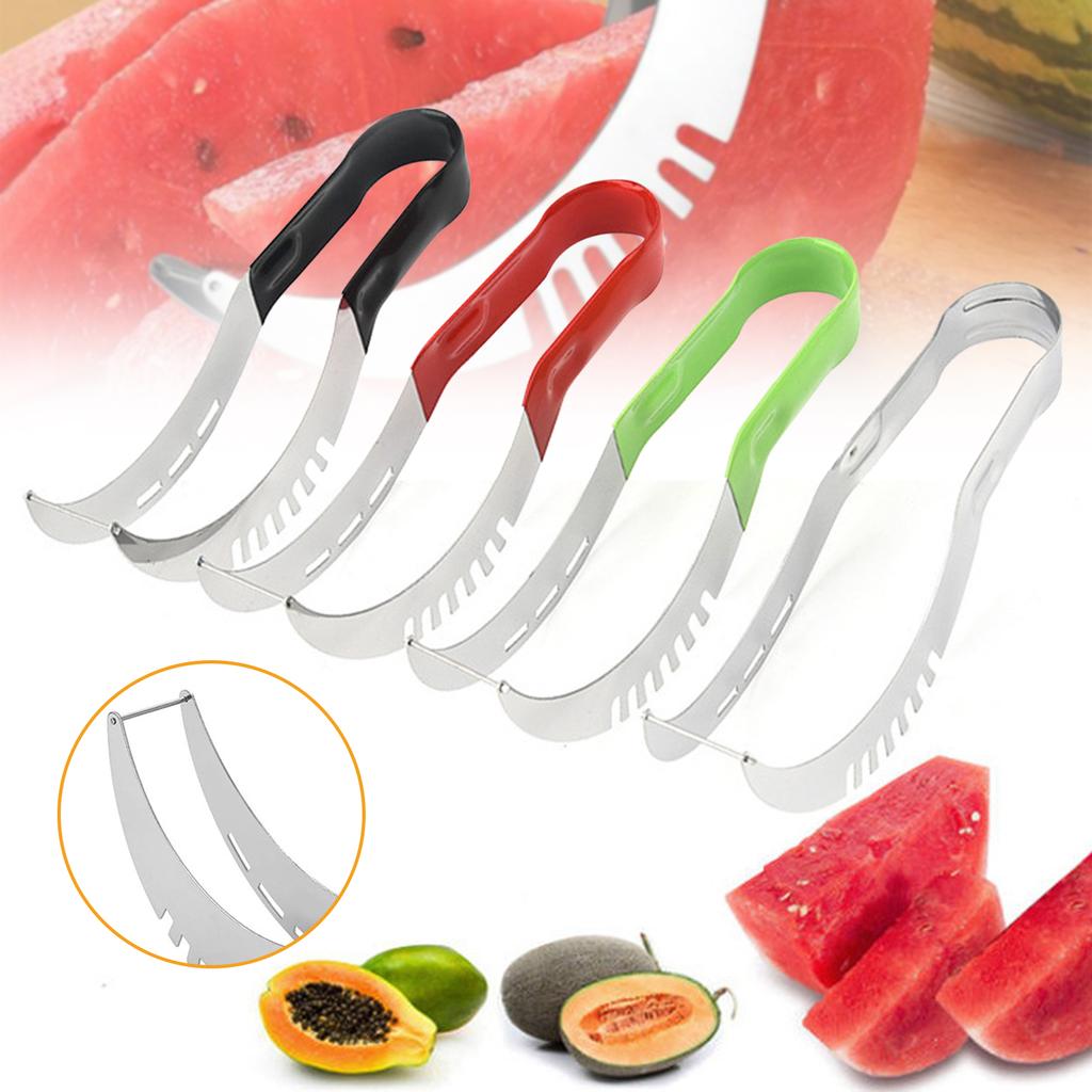 Watermelon Slicer Cutter Stainless Steel Color Non-slip Plastic Wrap Handle Not Hurt Hands Cantaloupe Kitchen Fruit Cutting Tool