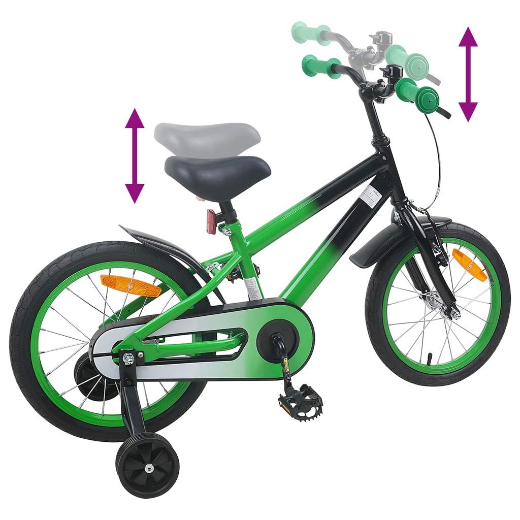 Kids  Bicycle 16 Inch for Ages 4 6 Green & Black