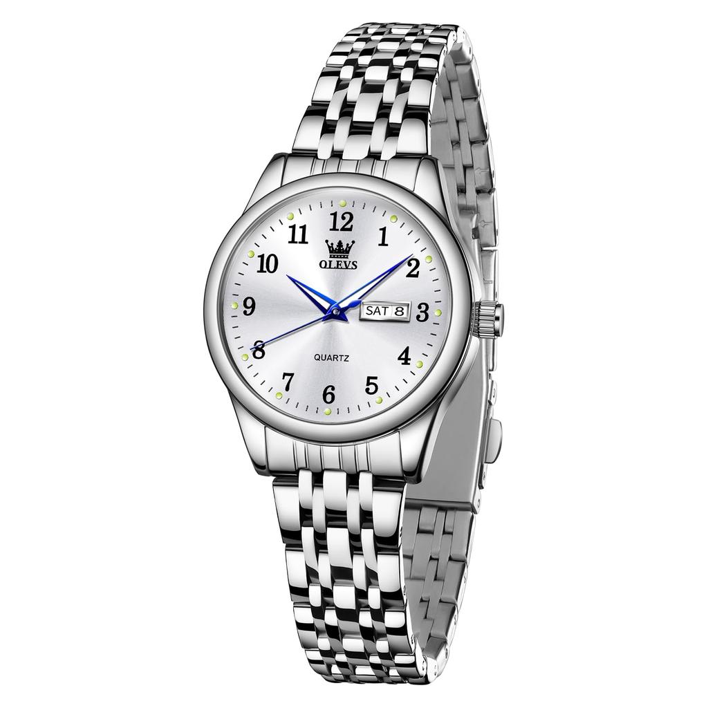 OLEVS Analog Popular Arm Silver Stainless Steel Silver Women Business Luminous Arm Silver Convenient Women Watch Women's Watch, Waterproof, Quartz,