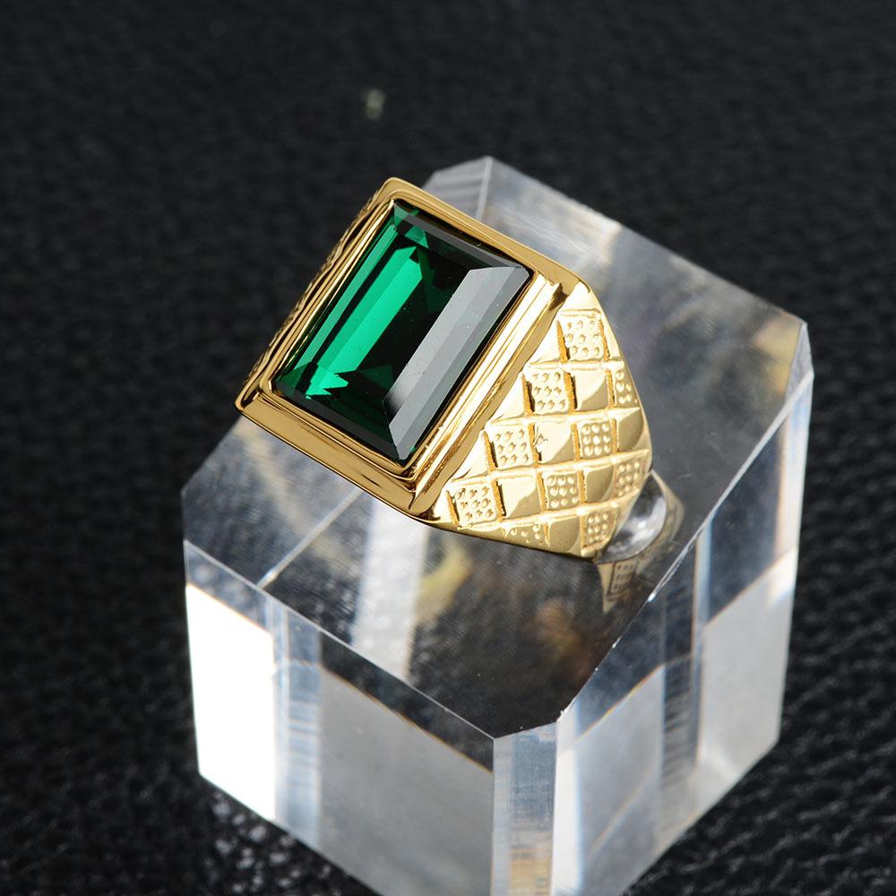 Keisha Lena Men Black Stone Signet Rings Stylish Rhombus Design Male Ring Gifts Jewelry