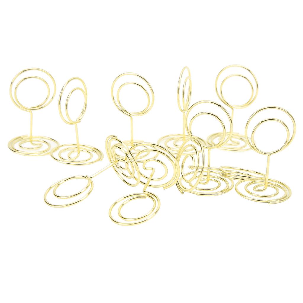 20Pcs Table Number Stands Round Shaped Stable Electroplated Metal Widely Used Place Card Holder for Wedding Party