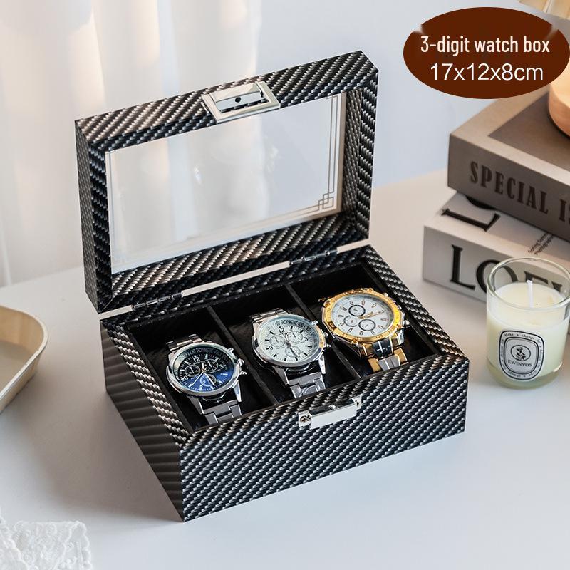 Walnut Grain Flip-Top Watch Box with Glass Display