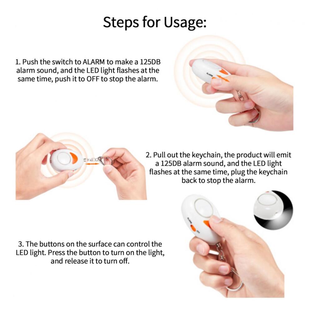 Self Defense Safety Protection Device For Women Emergency Alarm With LED Flashlight Keychain Alarm For Travel Security Protection Anti-Theft Personal