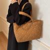 Large Capacity Shoulder Bag Cute Sweet Bow Prints Handbag Soft Puffer Tote Bag Women Commute Casual Simple Storage Bag