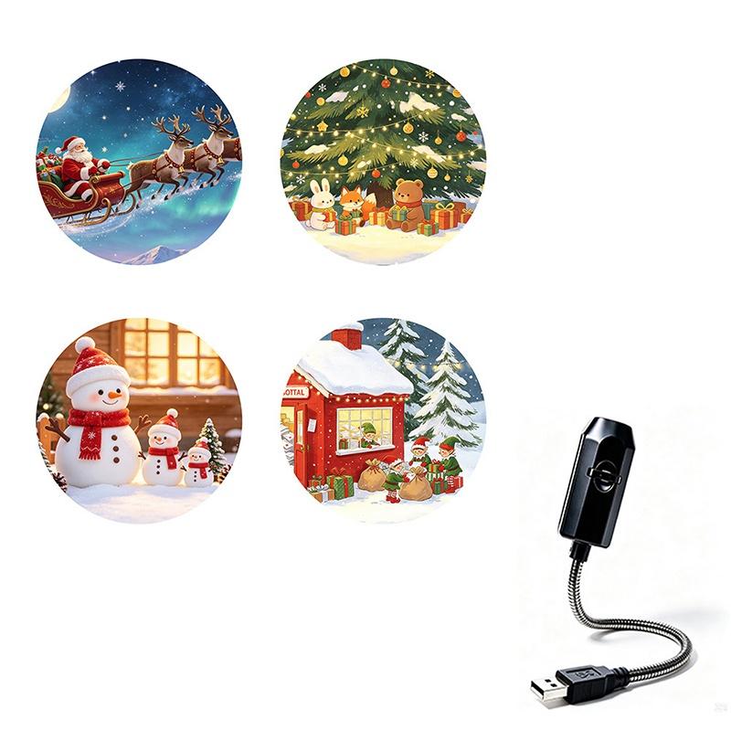 Led Usb Projector Light Projection Patterns- Adjustable Santa Claus Snowman Tree Night Light For Christmas Decorations