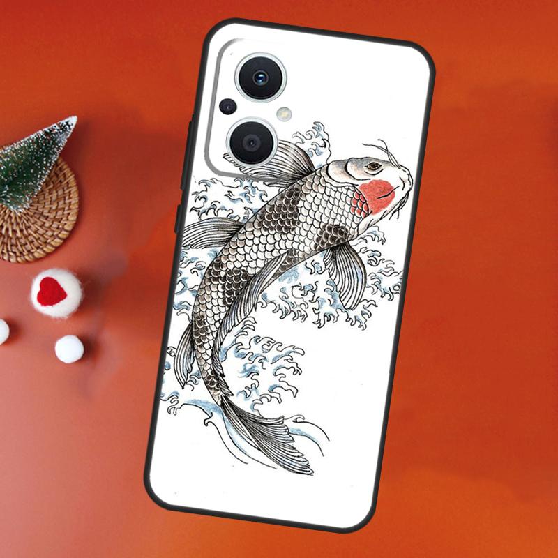 Koi Carp Fish Painting For OPPO Reno 8T 4Z 5Z 4 5 6 7 8 Lite 10 Pro OPPO Find X2 Lite X3 Neo X6 X5 Pro Phone Case