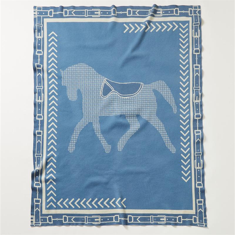 

G5Z Horse Pattern Knitted Blanket - Multi-use for Sofa, Office, Nap, Travel & Home 130x180 cm