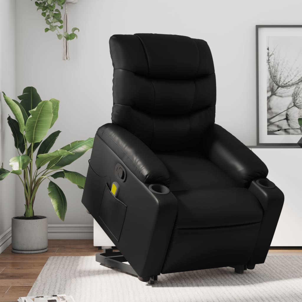 Vidaxl Lift and Massage Chair, Reclining, Black, Eco-Leather