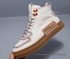 Men’s Retro High-Top Canvas & Leather Boots – Warm, Velvet-Lined, Lace-Up Casual Winter Shoes