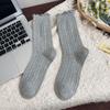 Socks For Women, Solid Color Double-Needle Fungus Edge Medium Long Tube Stacking Socks, Versatile Combed Cotton Confinement Socks