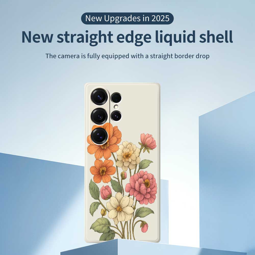 For Samsung Galaxy S25 Ultra Case Beautiful Flowers Pattern Printing Straight Edge TPU Phone Back Cover