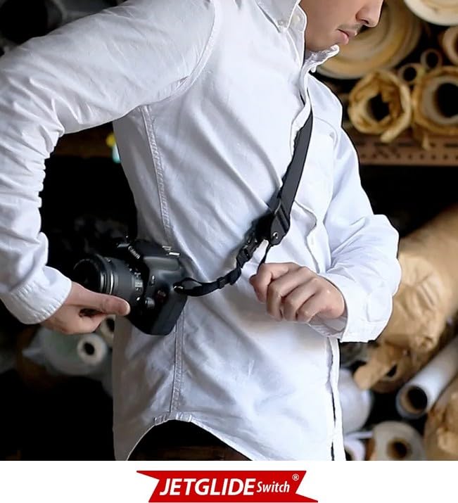 FULLCLIP 38mm Patented Shoulder Strap with Leather 38mm Black SWITCH/JETGLIDE Attachment, Wide, (FSD-024)