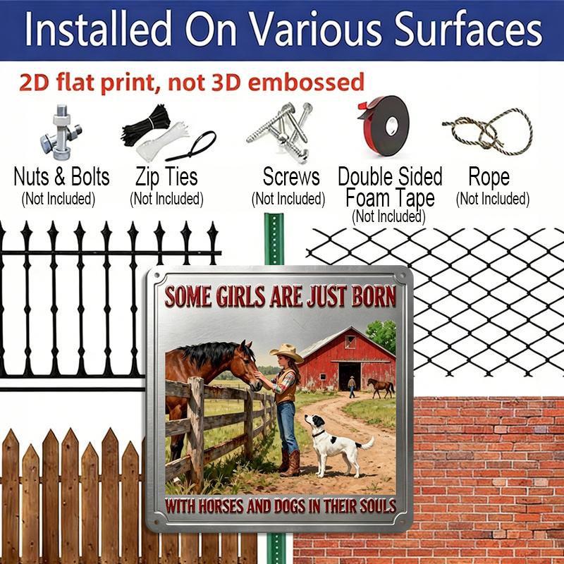 2D Flat - 1pc, Vintage Metal Aluminum Decorative Sign, Farm Girl Country Life, Retro Wall Decor, Home Decoration Suitable for Living Rooms, Farmhouse