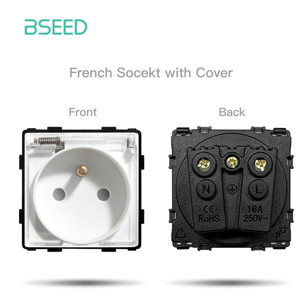 BSEED French Wall Socket Plug Without Frame Function Parts USB Socket Type-c AC Ports Fast Charging DIY Parts Free Combination