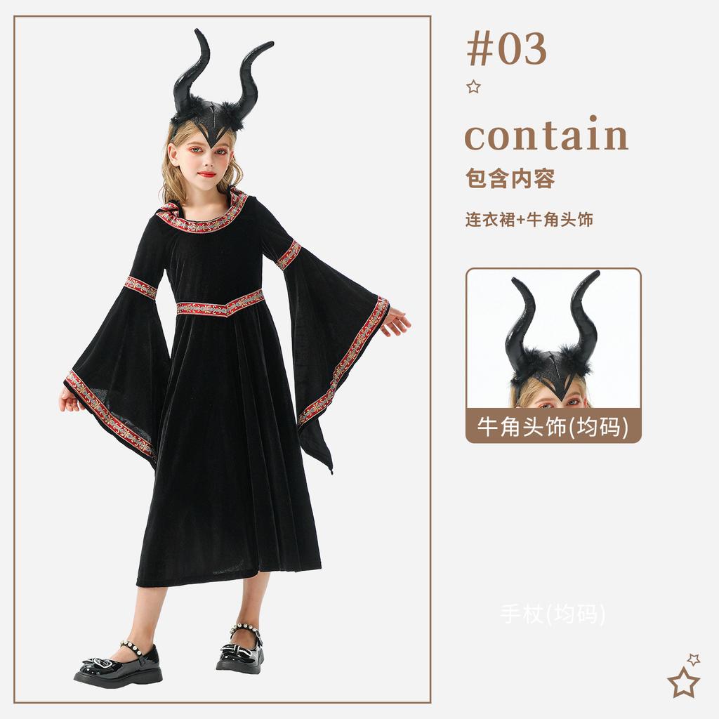 Halloween Children's Costume Vintage Court Children's Costume Witch Little Red Riding Hood Medieval Renaissance Girl's Dress