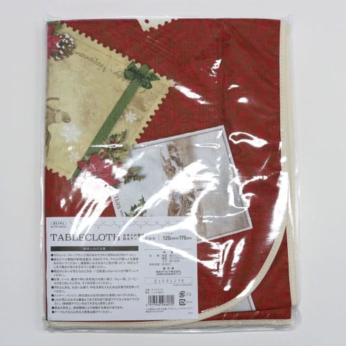 

Meiwa Gravure Waterproof Christmas Tablecloth, 120cm x 170cm, Red