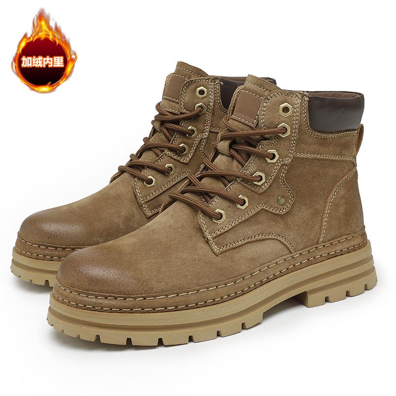 Genuine Leather Men Cowboy Boots 2024 New Non-Slip Top Quality Outdoor Sneakers Casual Natural Cow Leather Warm Men Winter Boots