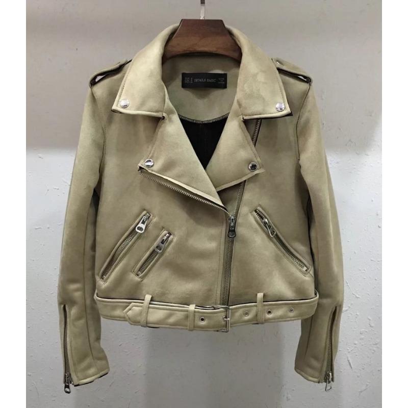 Autumn New Arrival Slim Fit Zipper Decorated Suede Jacket Short Women's Genuine Leather Jacket