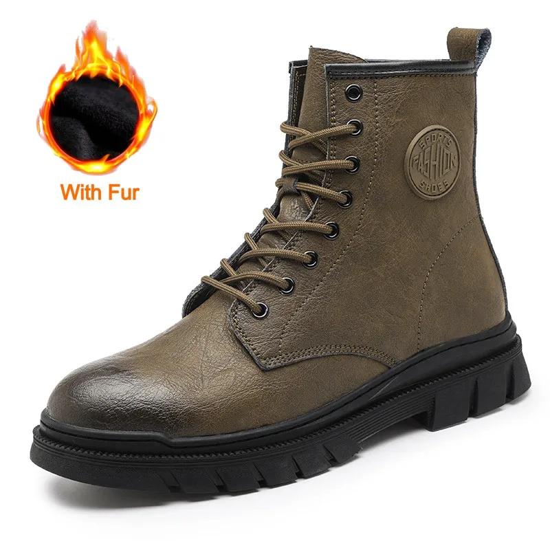 Trendy Men's Boots High Top Work Boots for Men Casual Shoes Punk Style Motorcycle Ankle Boots High Quality Winter Boots