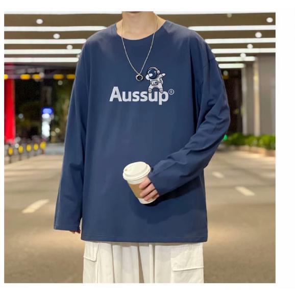 Printed Autumn Winter Sweater Men's Spring and Autumn 2024 Korean New Round Neck Loose Top Chic Hong Kong Style Trendy