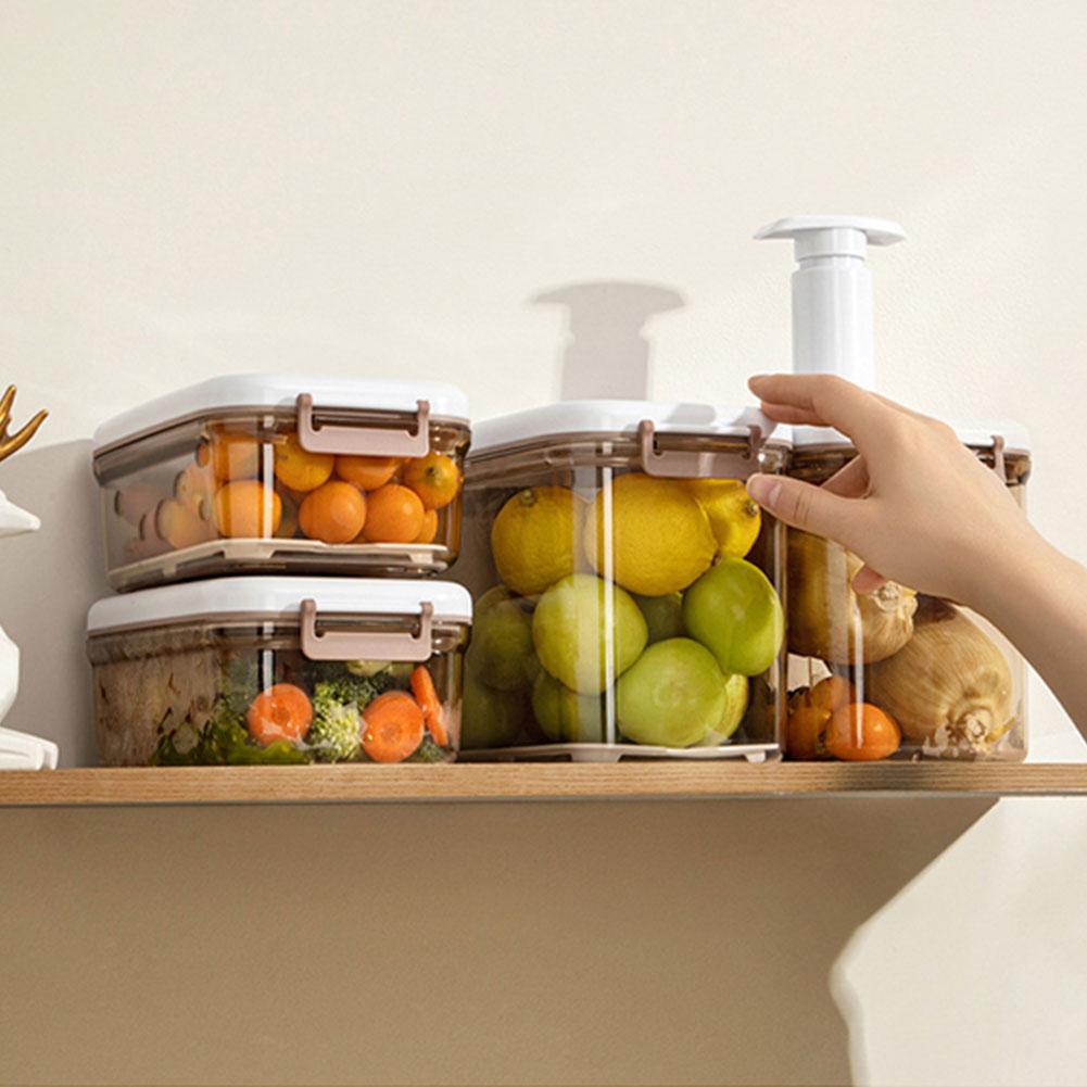 Vacuum Food Storage Container Airtight Fridge Organizer with Drain Plate Food Vacuum Storage Box for Vegetable and Fruit