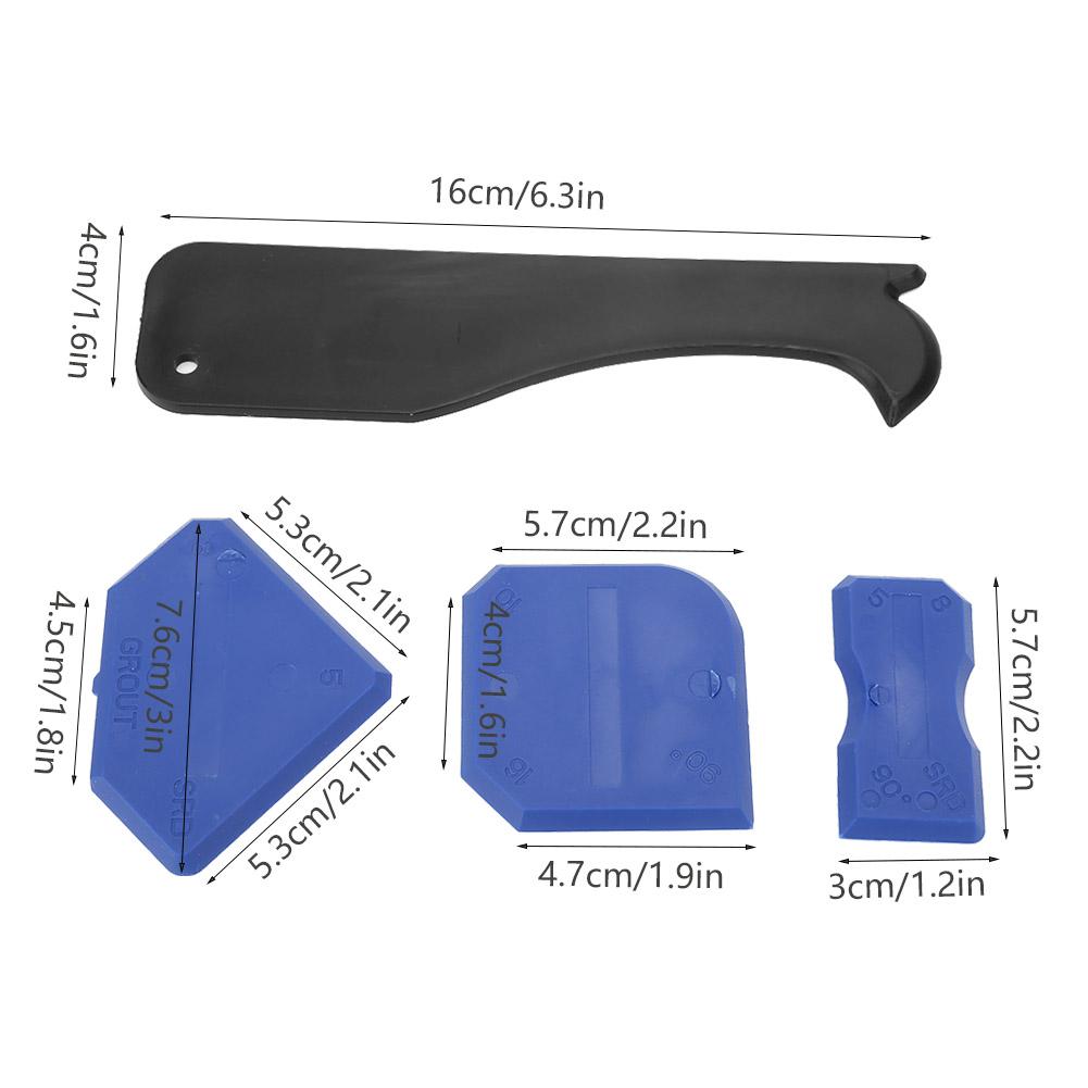 4PCS Caulk Tools Kit Silicone Sealant Remover Shovel Glass Cement Caulking Scraper (Blue)
