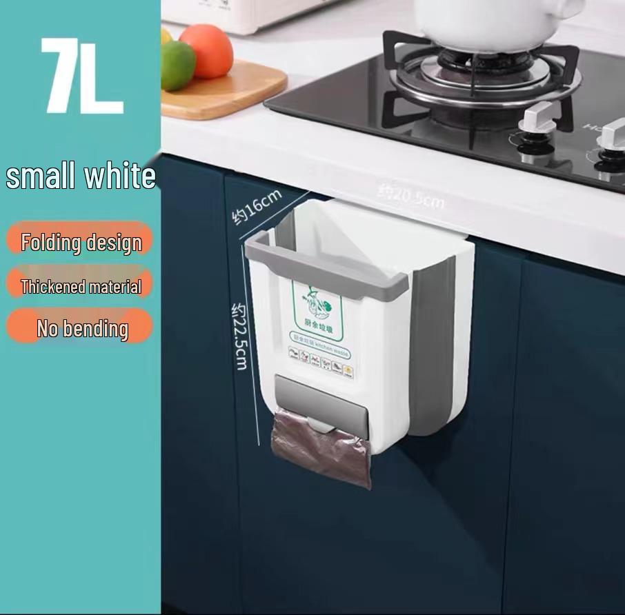 Foldable Wall-Mounted Kitchen Trash Bin: Hanging Hygiene Bucket for Cabinet Doors