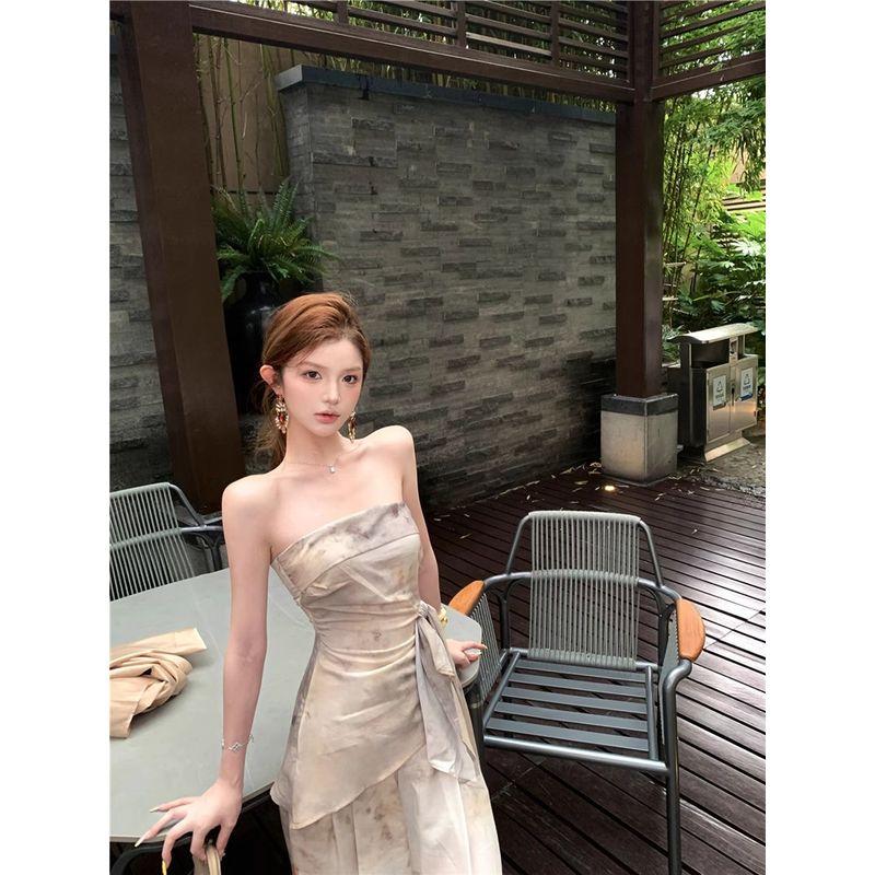 Kumikumi Long Sleeves Cardigan Underwear Bandeau Vest Women's Autumn High Waist Slim Looking All-Matching Casual Trousers Three-Piece Set