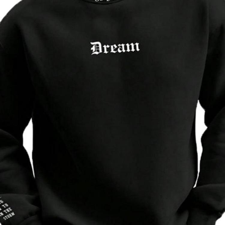 Men Casual Thick Warm Sweatshirt Fall Winter Letter Print Round Neck Long Sleeve Loose Soft Top