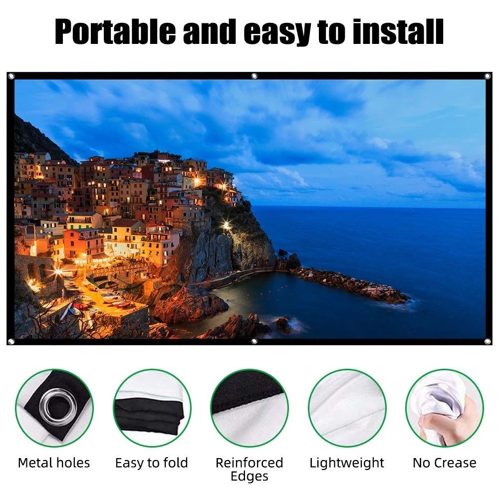 16:9 Foldable Projection Screen Polyester Folding Soft Screen Projector Screen  Camping