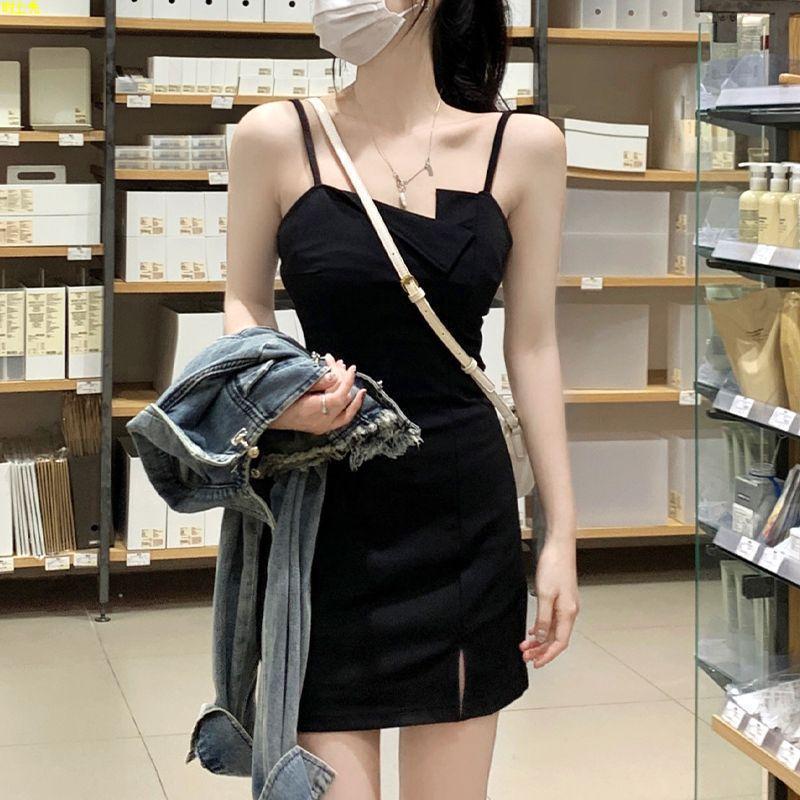 Short Dress Dress Small Black Dress Suspender Bag Skirt Small Man Looking Thin Summer Black Hip Dress Hot Girl Sexy Fashion