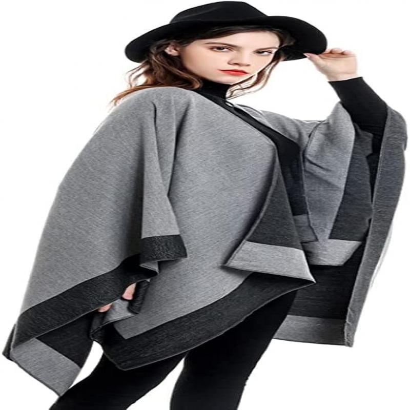 Damen Schal Wickeltuch Poncho Wram Pullover Strickjacke Cape Decke Großer Offener Mantel Schal