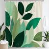 Simple Leaf Pattern Shower Curtain, Bathroom Decorative Leaves Shower Curtains, Home Printed Polyester Fabric Curtain with Hooks