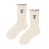 Cartoon-embroidered Socks for Women, Spring and Autumn, Thin and Versatile Mid-calf Socks, Sweet Black Ear-trimmed Pile Socks