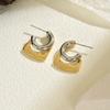 Gold Silver Double Layer Earrings Two-tone Design Geometric Earrings  Women's Jewelry